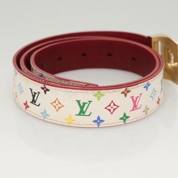 LOUIS VUITTON Multicolor Ceinture Care Belt 37.8"" White Auth - Picture 5 of 13